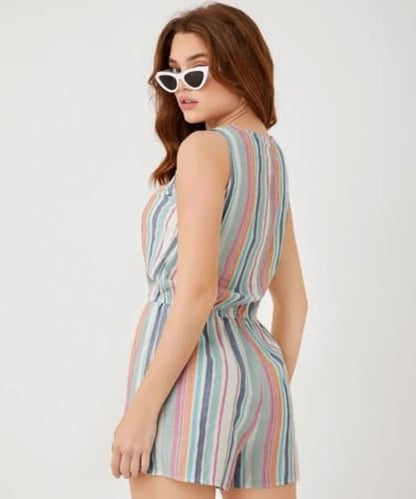 Leriya Fashion Women's Regular Knee Length Short Jumpsuit Blue