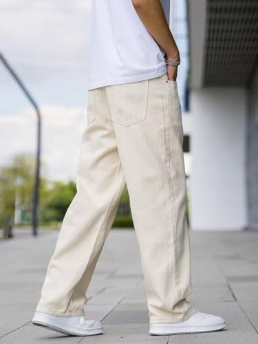 JVX Men Mid Rise Jeans ||Looses Fit Denim Jeans || Baggy Jeans (Njj-04) (Cream)