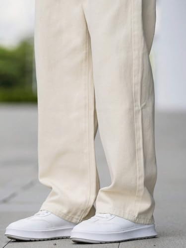 JVX Men Mid Rise Jeans ||Looses Fit Denim Jeans || Baggy Jeans (Njj-04) (Cream)