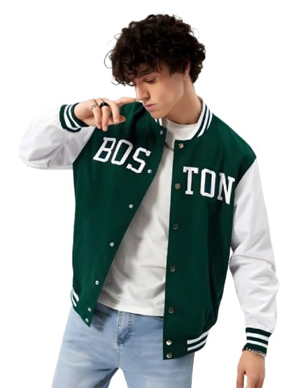 YOONIKK Stylish Varsity Men's Jacket || Winter Wear || Men's Winter Wear || Winter Windcheater (Green)