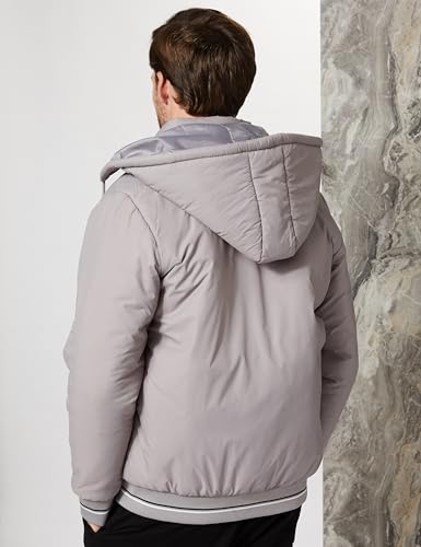 Men's Heavy Weight Hooded Bomber Stone Grey Jacket - Stylish Casual Winter Jacket