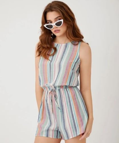 Leriya Fashion Women's Regular Knee Length Short Jumpsuit Blue