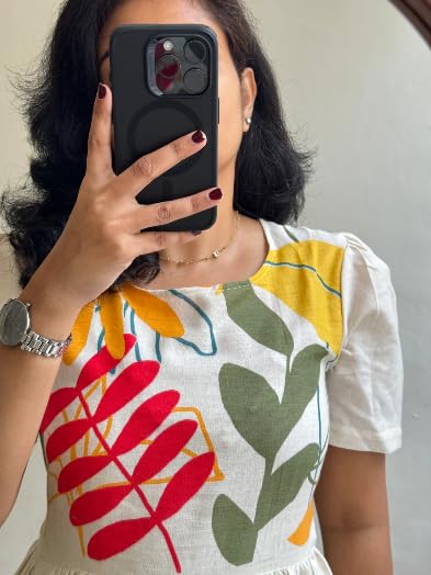 ROYALICA Women's Pure Cotton Maxi Midi Dress – Elegant Floral Printed Long Dress | Soft & Breathable Fabric | Casual (in, Alpha, M, White)