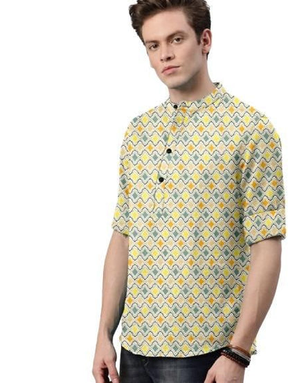 Men’s Multicolor Printed Cotton Casual Shirt – Spread Collar Full Sleeve Festive & Daily Wear