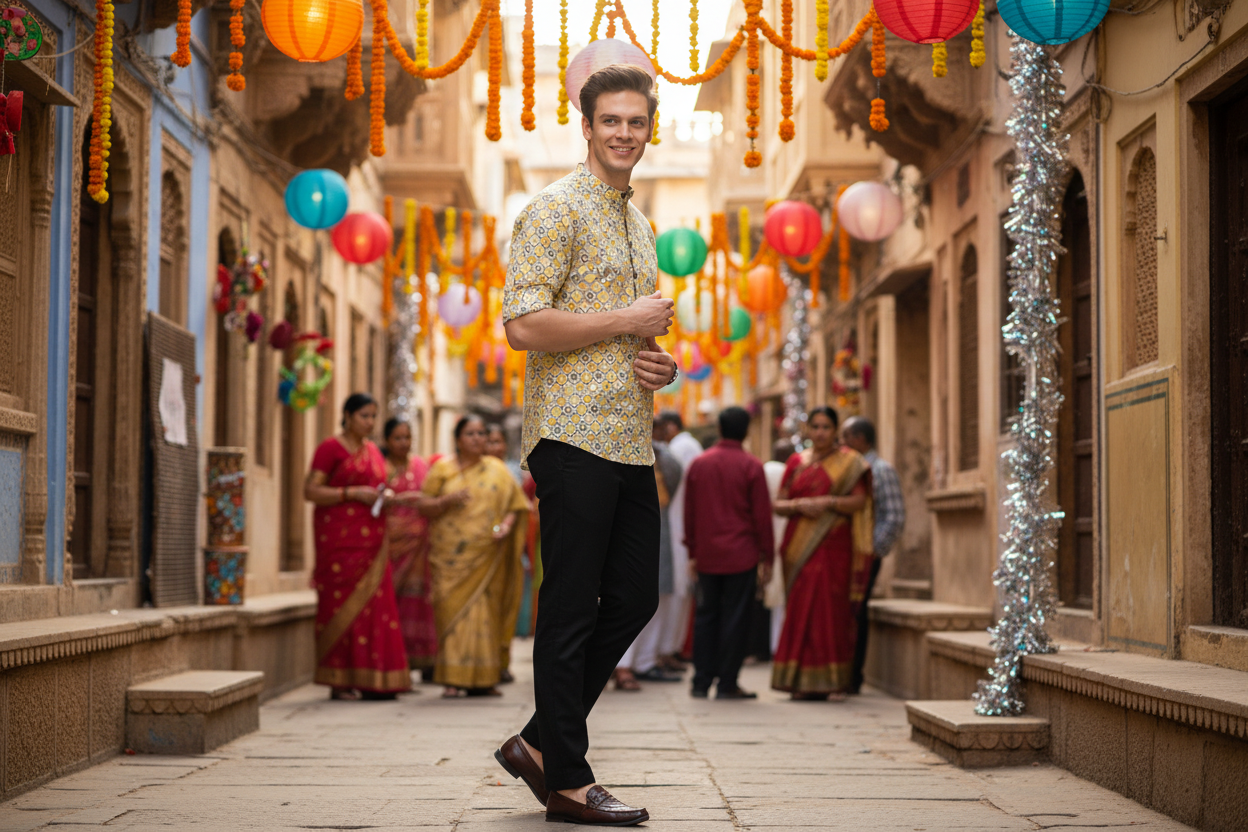 Men’s Multicolor Printed Cotton Casual Shirt – Spread Collar Full Sleeve Festive & Daily Wear