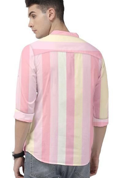 Men’s Multicolor Color Block Cotton Casual Shirt – Mandarin Spread Collar Full Sleeve Festive & Streetwear Style