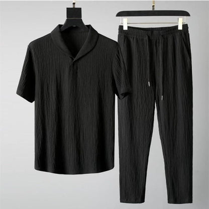 Men’s Black Corduroy Co-Ord Set – Casual & Loungewear Cotton Blend Outfit