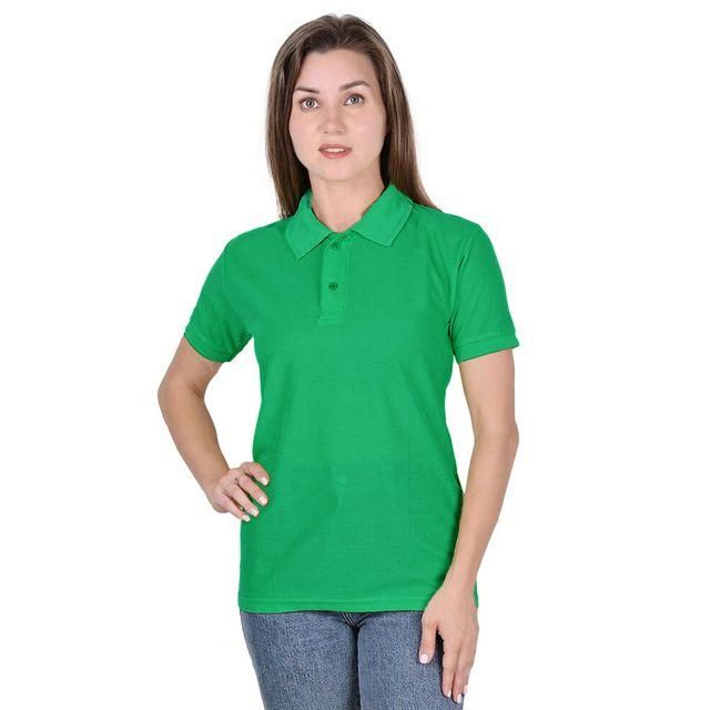Women’s Green Cotton Blend Polo Neck T-Shirt – Casual Half Sleeve Tee for Everyday Comfort & Style