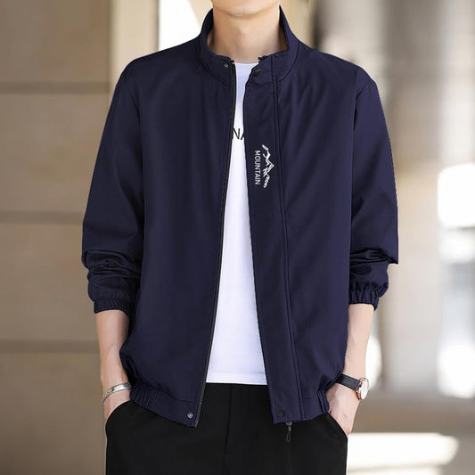 Men's Navy Blue Bomber Jacket | Lightweight Casual Zip-Up Jacket | Stylish Slim Fit Outerwear for All Seasons