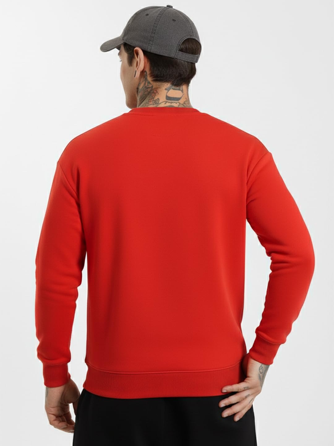Men's Style Cool Casual Long Sleeve Round Neck Red Pullover Sweatshirt - Printed Stylish Winter Wear