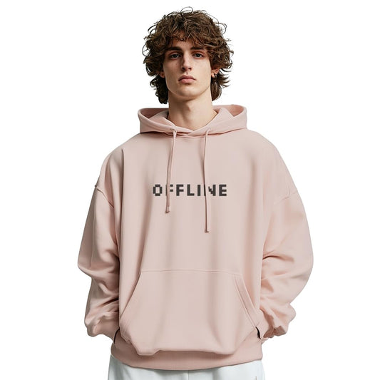 NOBERO Men's Cotton Neck Hooded Oversized Fit Sweatshirt (1M-TWRH-C0737_Pink Clay_Small)