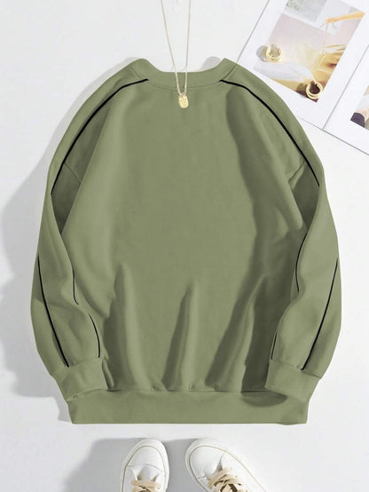 Women's Printed Oversized Green Sweatshirt – Casual Streetwear Winter Style for Women