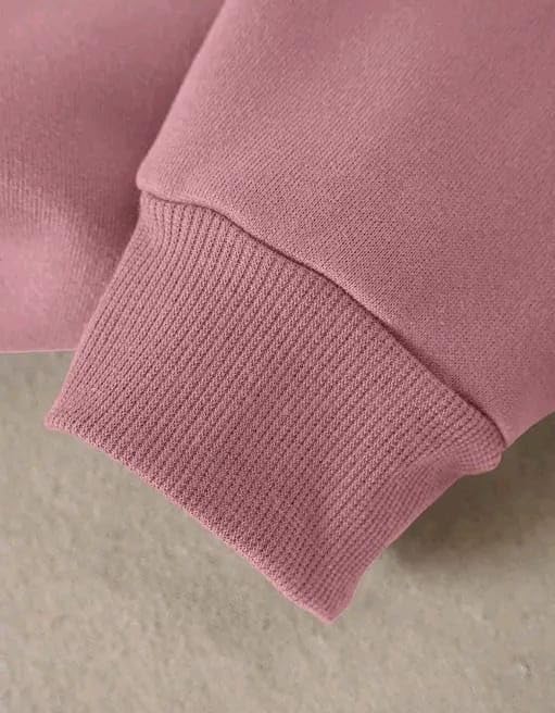 Women’s Printed Round Neck Onion Pink Sweatshirt - Cartoon Bear Print Soft Cotton Fleece Pullover | Warm Long Sleeve Winter Wear Top - Casual Streetwear Style