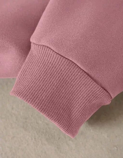 Women’s Printed Round Neck Onion Pink Sweatshirt - Cartoon Bear Print Soft Cotton Fleece Pullover | Warm Long Sleeve Winter Wear Top - Casual Streetwear Style