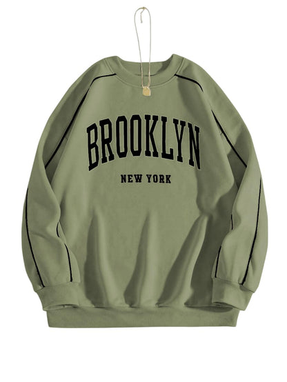 Women's Printed Oversized Green Sweatshirt – Casual Streetwear Winter Style for Women