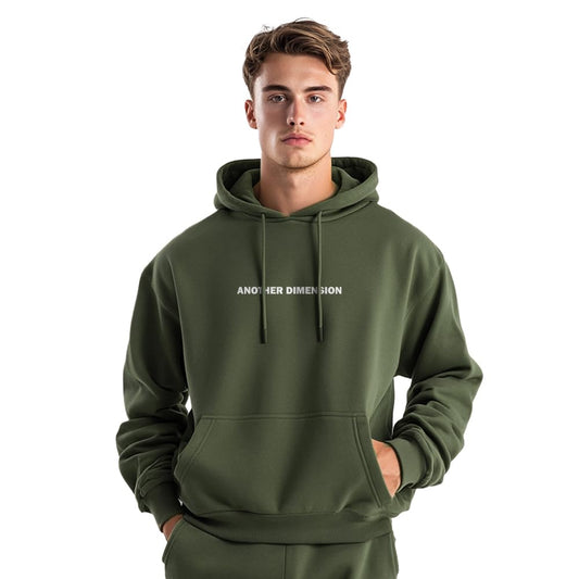 NOBERO Men's Cotton Neck Hooded Oversized Fit Sweatshirt (1M-TWRH-C0737_Olive Green_Small)