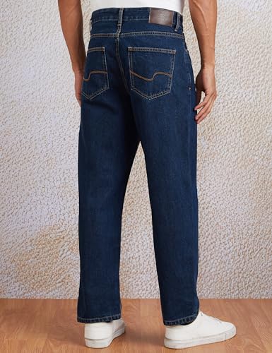 Amazon Brand - Symbol Men's Loose Fit Mid Rise Mid Wash Baggy Jeans