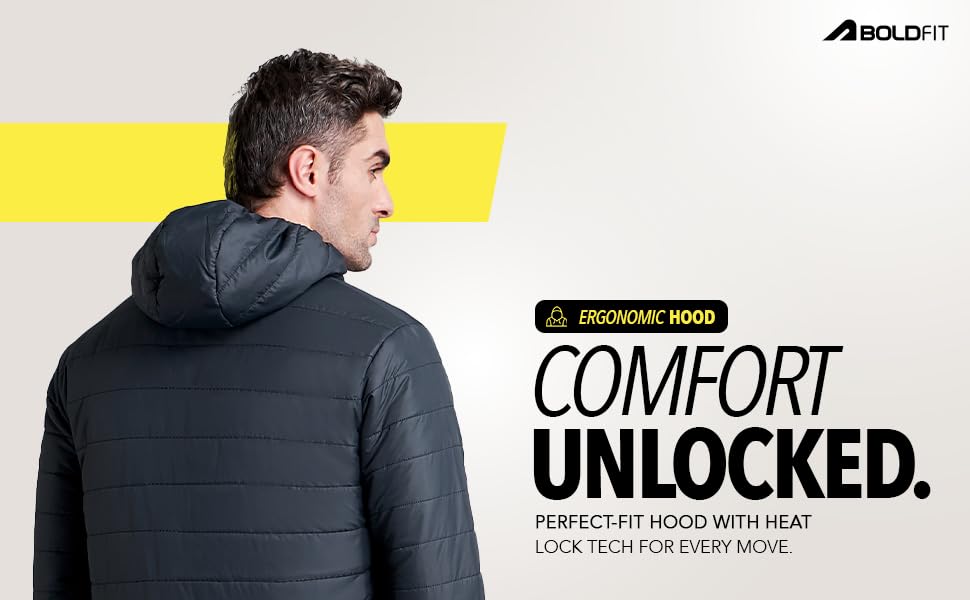 Men's Quilted Polyester Black Charcoal Padded Hooded Bomber Jacket | Monsoon Jacket for Men | Winter Jacket