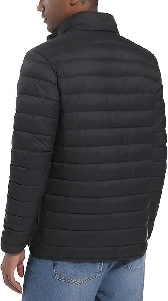 Men's Regular Fit Black Puffer Bomber Jacket - Stylish Casual Biker Winter Jacket