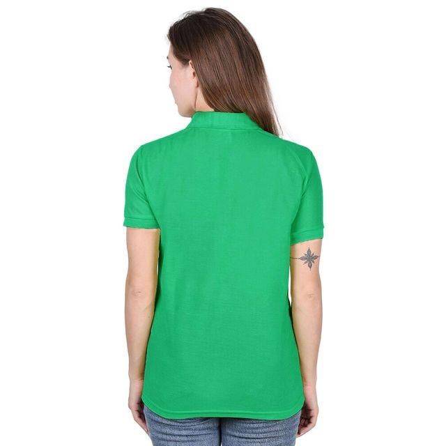 Women’s Green Cotton Blend Polo Neck T-Shirt – Casual Half Sleeve Tee for Everyday Comfort & Style