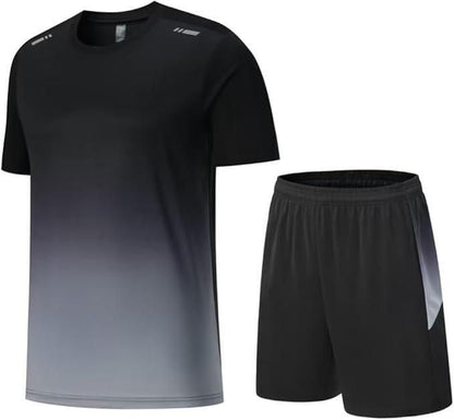 Men's Black Grey Jersey T-Shirt & Shorts Track Suit