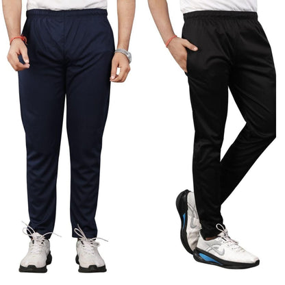 Men's Lycra Multocolour Track Pants - Pack of 2
