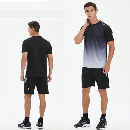 Men's Black Grey Jersey T-Shirt & Shorts Track Suit