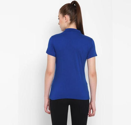 Women’s Ketex Royal Blue Polo Neck T-Shirt – Cotton Blend Casual & Daily Wear Top