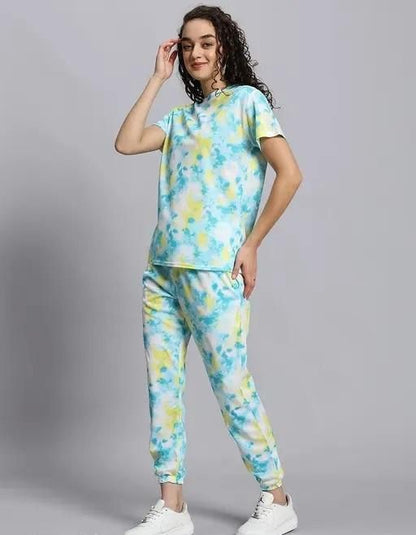Women’s Green & Yellow Tie-Dye Co-zy & Co-ord Set – Casual Nightwear & Loungewear for Gen Z Girls