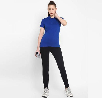 Women’s Ketex Royal Blue Polo Neck T-Shirt – Cotton Blend Casual & Daily Wear Top