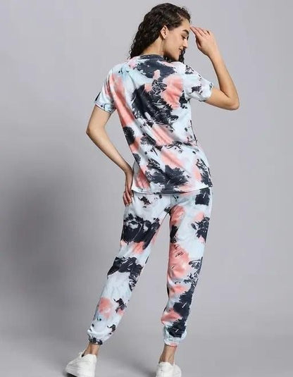 Women’s Black & Pink Tie-Dye Co-zy & Co-ord Set – Streetwear Inspired Nightwear for Gen Z