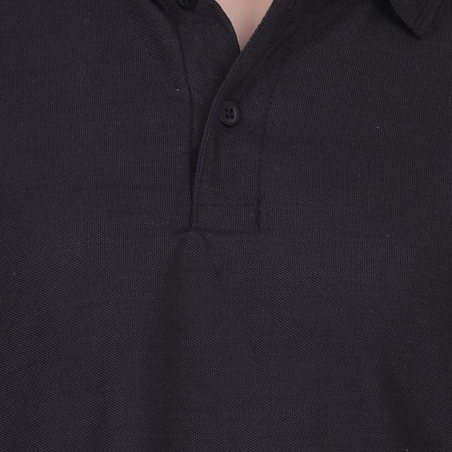 Ketex Black Cotton Blend Polo Neck T Shirt Casual Wear