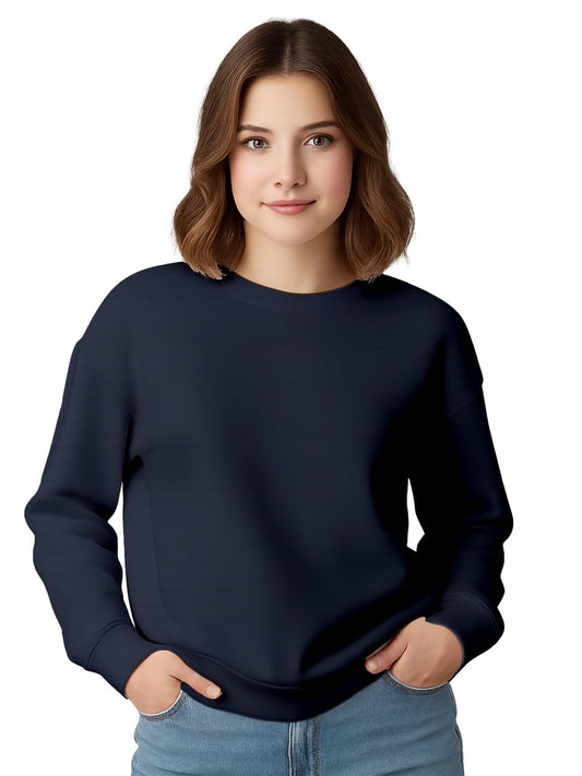 Women’s Premium Cotton Fleece Sweatshirt | Soft Warm Winter Wear | Casual Regular Fit Pullover Girl's Top for Daily Use