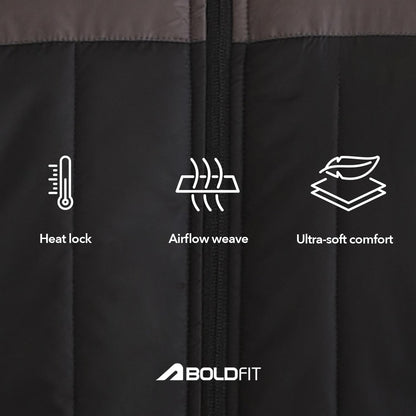 Men's Bomber Quilted Hooded Black Grey Winter Jackets | Full Sleeve Men's Jacket | Monsoon Jackets for Men | Men's Jerkin | Padded Winter Jacket for Men