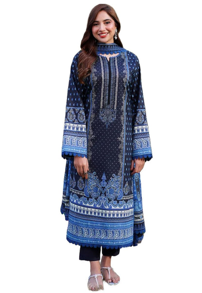 GoSriKi Women's Rayon Viscose Printed Straight Pakistani Suits for Women Kurta Set - Deniz Blue
