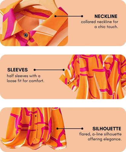 Leriya Fashion Women Dress | One Piece Dress | Beach Dress for Women (Xx-Large, Orange, Midi)