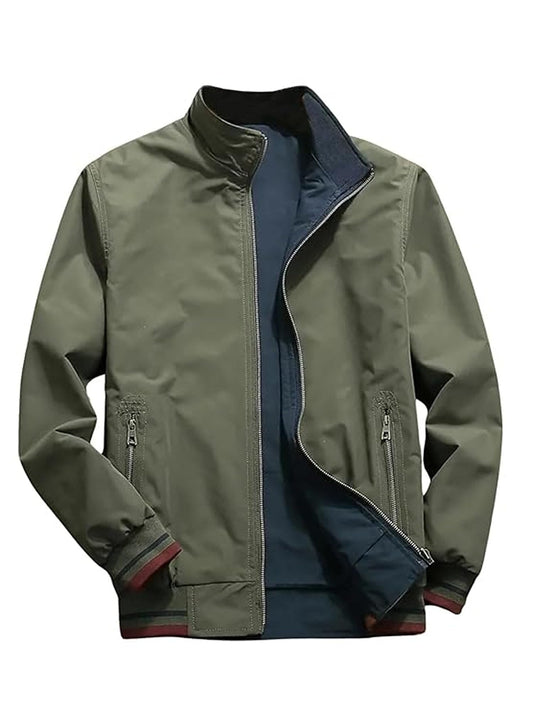 Men's Regular Fit Lightweight Outerwear Bomber Green Jacket - Stylish Casual Winterwear