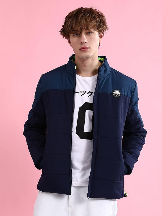 Men's Polyester Standard Length Airforce Blue Bomber Jacket - Stylish Winter Jacket | Winterwear for Men