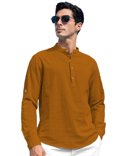 Vida Loca Men Solid Cotton Blend Straight Kurta Shirt for Men