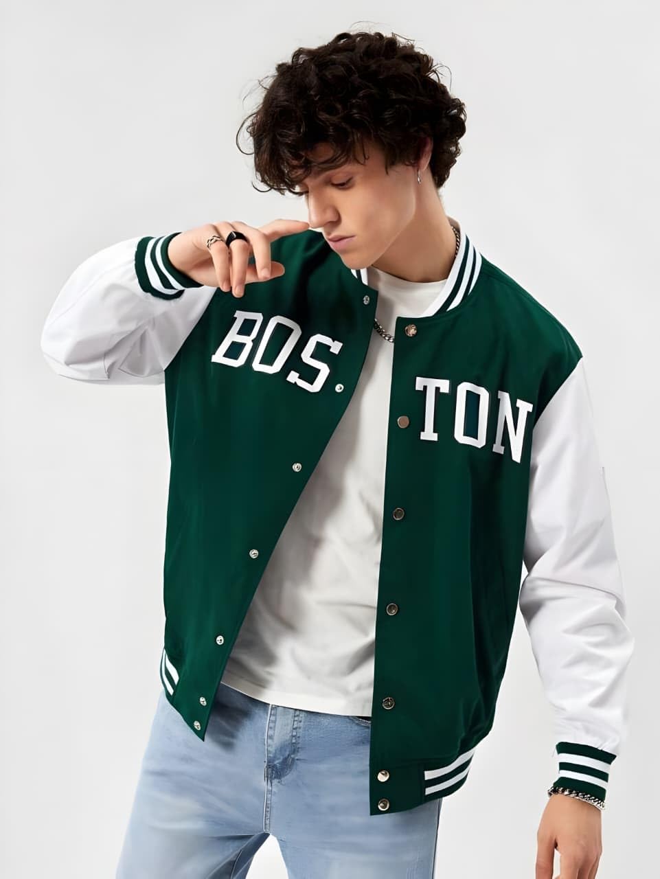 YOONIKK Stylish Varsity Men's Jacket || Winter Wear || Men's Winter Wear || Winter Windcheater (Green)