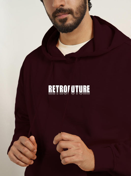 NOBERO Men Oversized Hooded Sweatshirt(1M-TWRH-C1393-MR2_Maroon_S)