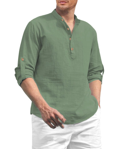 Vida Loca Men Solid Cotton Blend Straight Kurta Shirt for Men (Light Green)