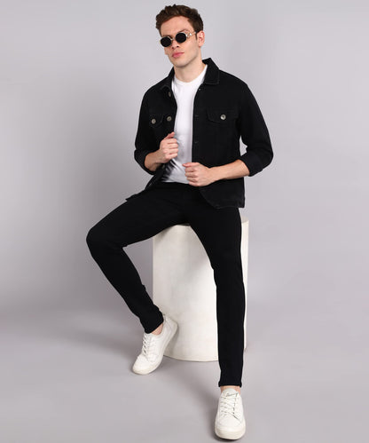 Urbano Fashion Men's Slim Fit Mid Rise Jeans Black