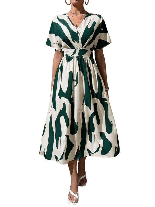 Leriya Fashion Women Fit and Flare Midi Dress Dress Green, Medium