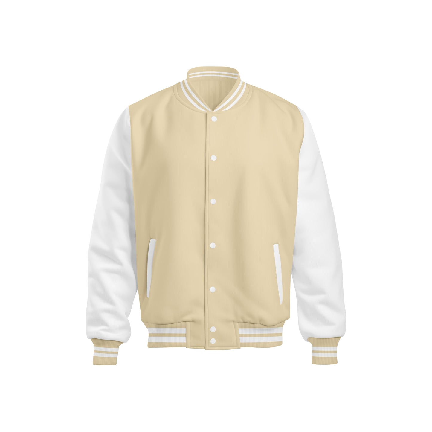 Men's Beige Varsity Jacket - Stylish Casual and Streetstyle Winterwear
