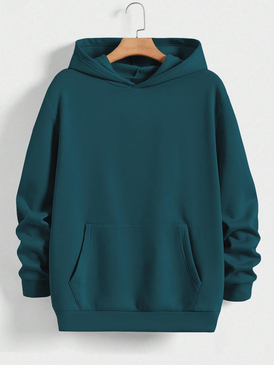 Men's Green Hooded Sweatshirt  - Stylish Casual Winterwear for Men