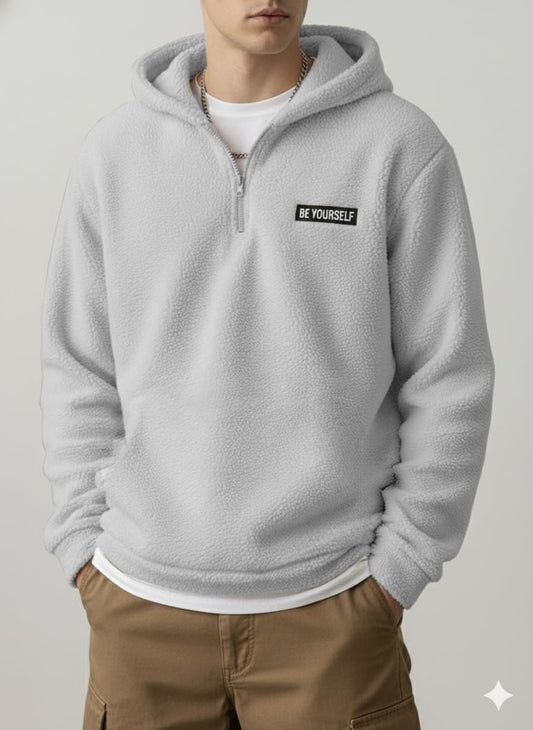 Men's Light Grey Hooded Sweatshirt - Stylish Casual Winterwear | Hoody for Men