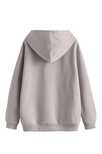 JUNEBERRY® Cotton Polly Fleece Oversized Fit Grey Graphic Hoodie for Women