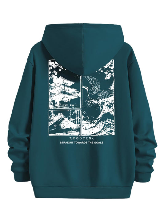 Men's Green Hooded Sweatshirt  - Stylish Casual Winterwear for Men