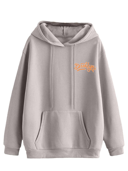 JUNEBERRY® Cotton Polly Fleece Oversized Fit Grey Graphic Hoodie for Women